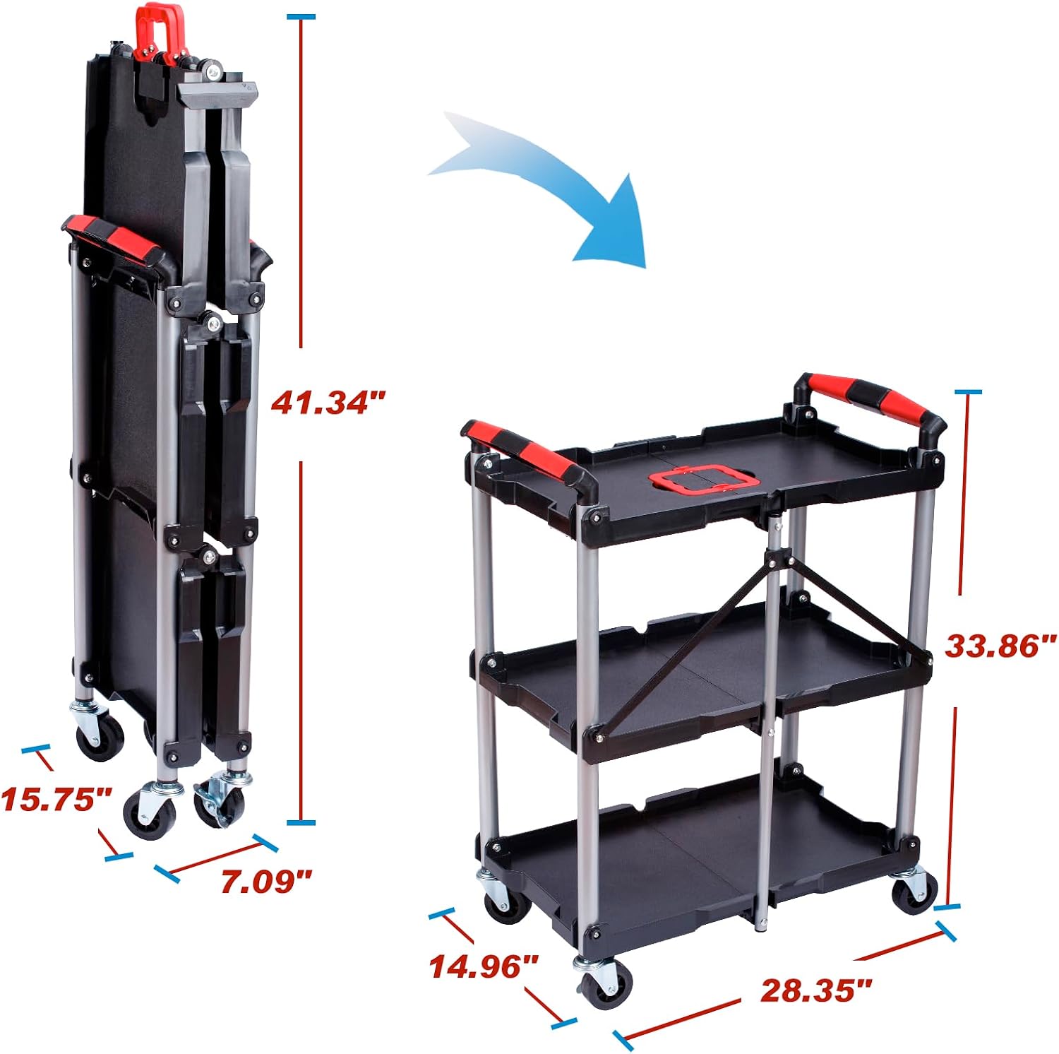 3-Shelf Foldable Rolling Utili - Workshop Tools And Equipment recension och pris